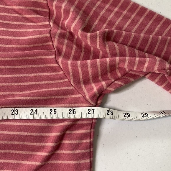 Lou & Grey Striped Cowl Neck Long Sleeve Top Stretchy Soft Knit Barbiecore - Picture 9 of 15